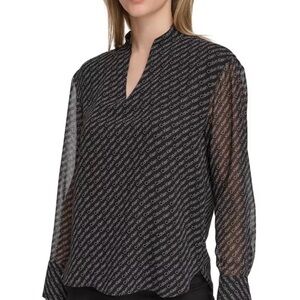 Calvin Klein Women's Black Sheer Blouse